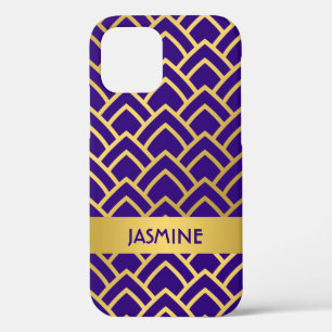 Gold Paarse Art Deco Geometric Pattern personalise Case-Mate iPhone Case