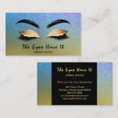 *~* Gold PAARSE BLUE Girly Lashes Extensions Brows Visitekaartje (Voorkant / Achterkant)