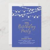 Gold Paarse Blue Modern 40th Adult Birthday Kaart (Voorkant)