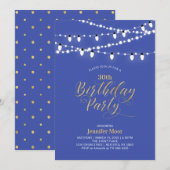 Gold Paarse Blue Modern 40th Adult Birthday Kaart (Voorkant / Achterkant)