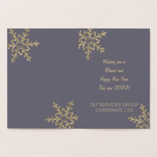 Gold Paarse Cheers naar het nieuwjaarsbedrijf Folie Kaarten (Binnen)