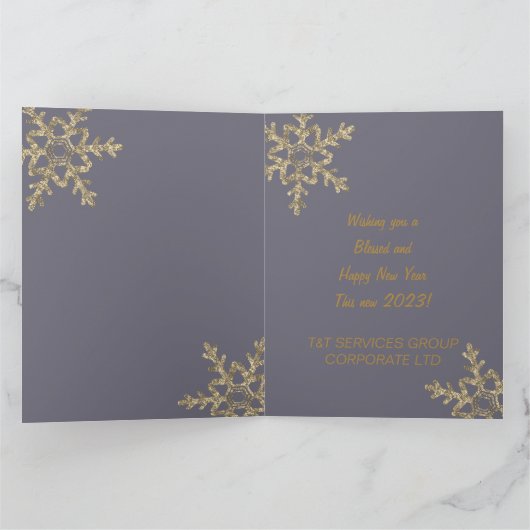 Gold Paarse Cheers naar het nieuwjaarsbedrijf Kaart (Binnen)