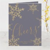 Gold Paarse Cheers naar het nieuwjaarsbedrijf Kaart (Gele Bloem)