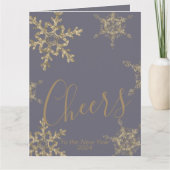 Gold Paarse Cheers naar het nieuwjaarsbedrijf Kaart (Voorkant)