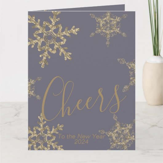 Gold Paarse Cheers naar het nieuwjaarsbedrijf Kaart (Voorkant)