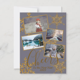 Gold Paarse Cheers op nieuwjaarsfoto Briefkaart