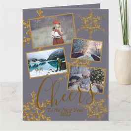 Gold Paarse Cheers op nieuwjaarsfoto Kaart