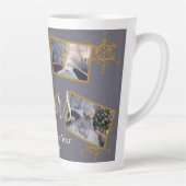 Gold Paarse Cheers Snowflake 4 Foto's Holiday Latte Mok (Rechts)