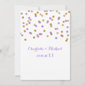Gold Paarse Confetti Engagement Party Kaart (Achterkant)