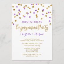 Gold Paarse Confetti Engagement Party