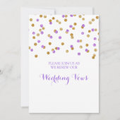 Gold Paarse Confetti Vow Renewal Uitnodiging (Voorkant)