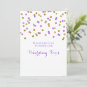 Gold Paarse Confetti Vow Renewal Uitnodiging (Staand voorkant)