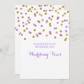Gold Paarse Confetti Vow Renewal Uitnodiging (Voorkant / Achterkant)