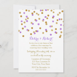 Gold Paarse Confetti Vow Renewal Uitnodiging