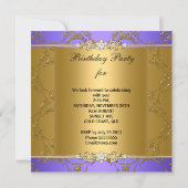 Gold Paarse Damask Floral Elegant Birthday Party Kaart (Achterkant)