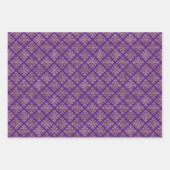  Gold Paarse Damask Inpakpapier Vel (Voorkant 2)