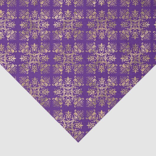  Gold Paarse Damask Tissuepapier (Detail)