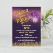 Gold Paarse Disco Birthday Kaart (Staand voorkant)