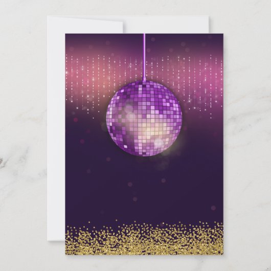 Gold Paarse Disco Birthday Kaart (Achterkant)