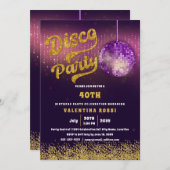 Gold Paarse Disco Birthday Kaart (Voorkant / Achterkant)