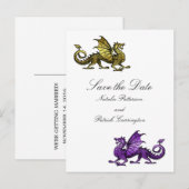 Gold Paarse draak Sparen het Briefkaart van de Dat (Voorkant / Achterkant)