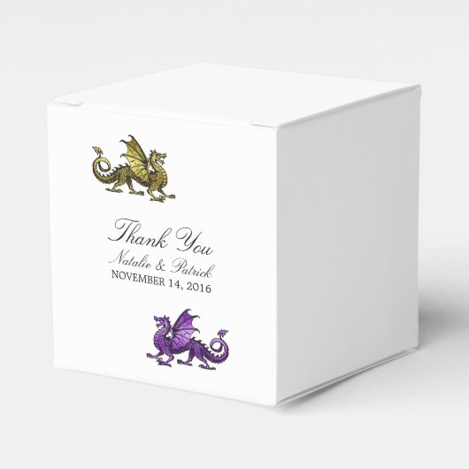 Gold Paarse Dragon Wedding Favor Boxes Bedankdoosjes (Voorkant Zijde)