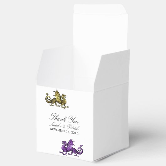 Gold Paarse Dragon Wedding Favor Boxes Bedankdoosjes (Geopend)