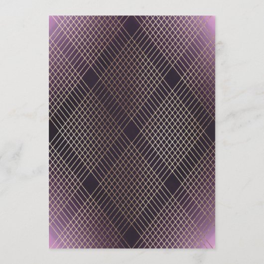 Gold Paarse Elegance Diamond Geo Deco Wedding Menu (Achterkant)