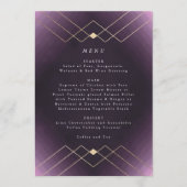 Gold Paarse Elegance Diamond Geo Deco Wedding Menu (Voorkant)