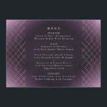 Gold Paarse Elegance Diamond Geo Deco Wedding Menu<br><div class="desc">Vertrouw de trend van Great Gatsby met dit ontwerp - met dit een rackkaart of een trouwontvangstmenu. Antiek voor een prachtige bohemische bruiloft. bruiloft van Stem Boho. Een vormig elegant ontwerp Geometric Deco Geweldig Gatsby-design met kunstdecolijnen in de Great Gatsby-stijl. Heel trendy, modern en verlegen. Gold Foil aan de achterkant...</div>