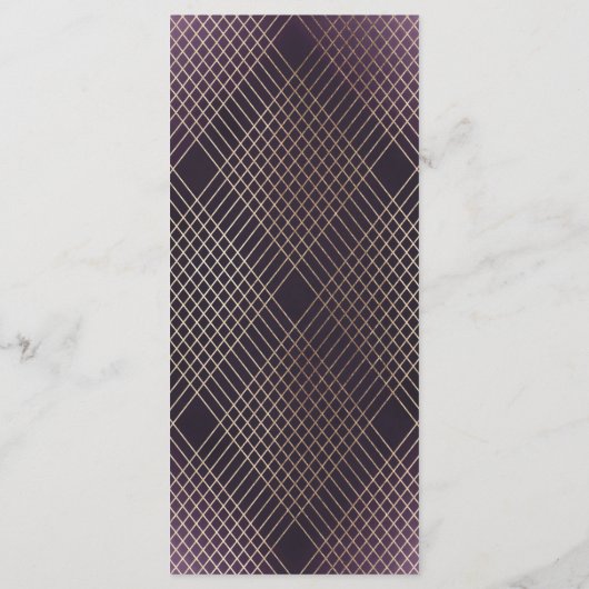 Gold Paarse Elegance Diamond Geo Deco Wedding Programmakaart (Achterkant)