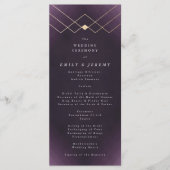 Gold Paarse Elegance Diamond Geo Deco Wedding Programmakaart (Voorkant)