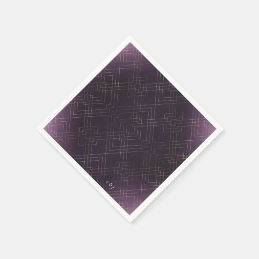 Gold Paarse Elegance Diamond Geo Deco Wedding Servet (Hoek)