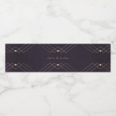 Gold Paarse Elegance Diamond Geo Deco Wedding Waterfles Etiket (Enkel label)