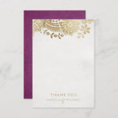 Gold paarse elegante  bruidvlek bedankt (Voorkant / Achterkant)