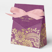 Gold paarse elegante  huwelijksgunst bedankdoosjes (Voorkant Zijde)