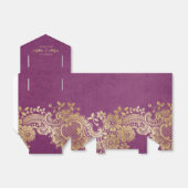 Gold paarse elegante  huwelijksgunst bedankdoosjes (Uitgevouwen)