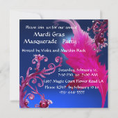 GOLD PAARSE FEATHER DAMASK MASK Masquerade Party Kaart (Achterkant)