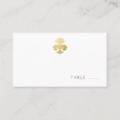Gold Paarse Fleur de Lis Damask Reception Plaatskaartje (Voorkant)