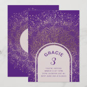 Gold Paarse Folie Celebration Arch | Partij voor d Kaart (Voorkant / Achterkant)