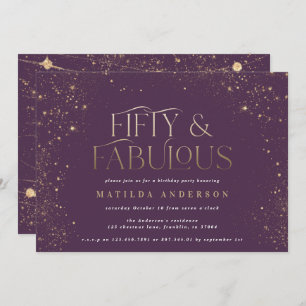 Gold paarse glitter 50 en geweldige verjaardagsfee