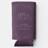 Gold paarse glitter 50 en geweldige verjaardagsfee seltzer blikjeskoeler (Achterkant)