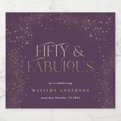 Gold paarse glitter 50 en geweldige verjaardagsfee sparkling wijnetiket (Enkel label)