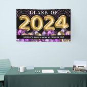 Gold Paarse glitter-klasse van 2024 Afstuderen Spandoek (Beurs)