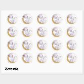 Gold Paarse glitter over de maan Ronde Sticker (Vel)