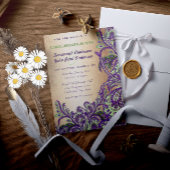 Gold Paarse Groene  Peacock Paisley Wedding Kaart