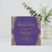 Gold Paarse kerstfeestdag Kaart (Staand voorkant)