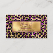 Gold Paarse leopard Print Mode Trendy Modern Visitekaartje (Voorkant)