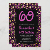 Gold Paarse luipaard zwart 60e verjaardag Kaart (Voorkant / Achterkant)