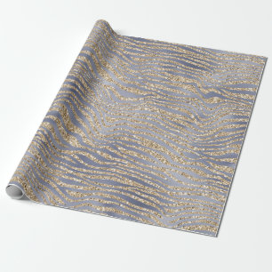 Gold Paarse Luxe Glitter Zebra Peace Kerstmis Cadeaupapier